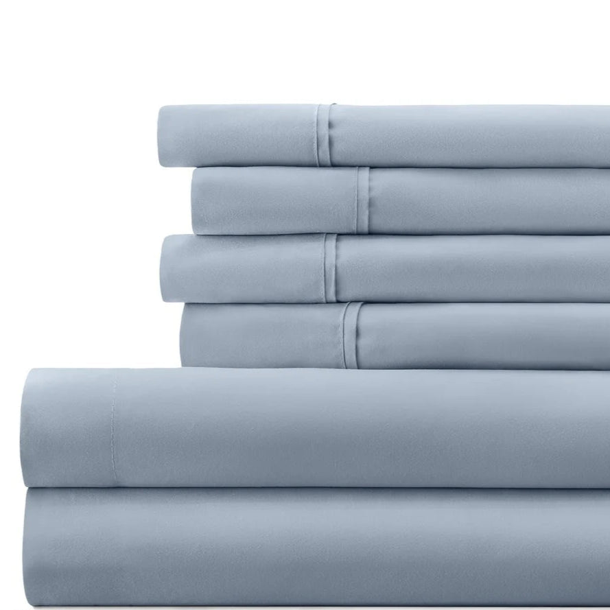 Queen Microfiber 6 Piece Set Hypoallergenic Deep Pocket