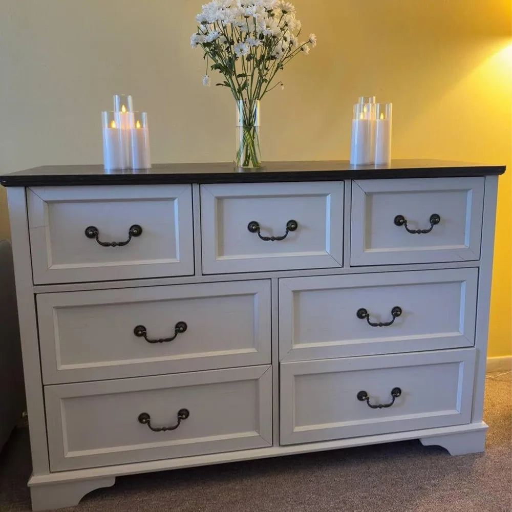 Rustic Farmhouse Bedroom Set with 6 Drawer Dresser