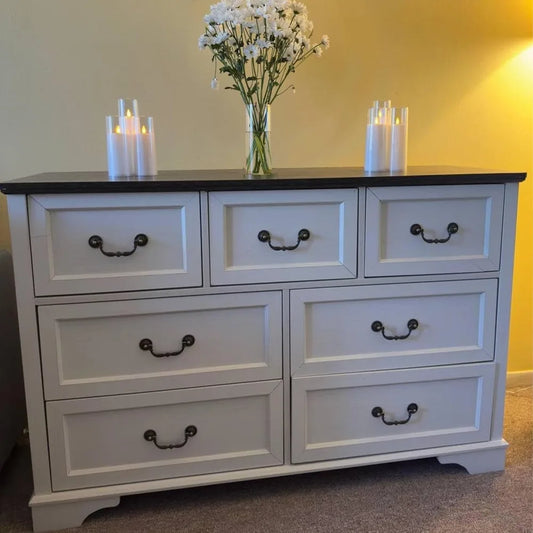 Rustic Farmhouse Bedroom Set with 6 Drawer Dresser