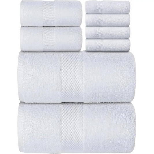 Luxury 8 Piece Turkish Cotton Bath Towel Set Fast Drying