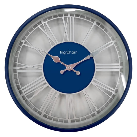 14 Inch Analog Quartz Wall Clock With Roman Numerals Blue