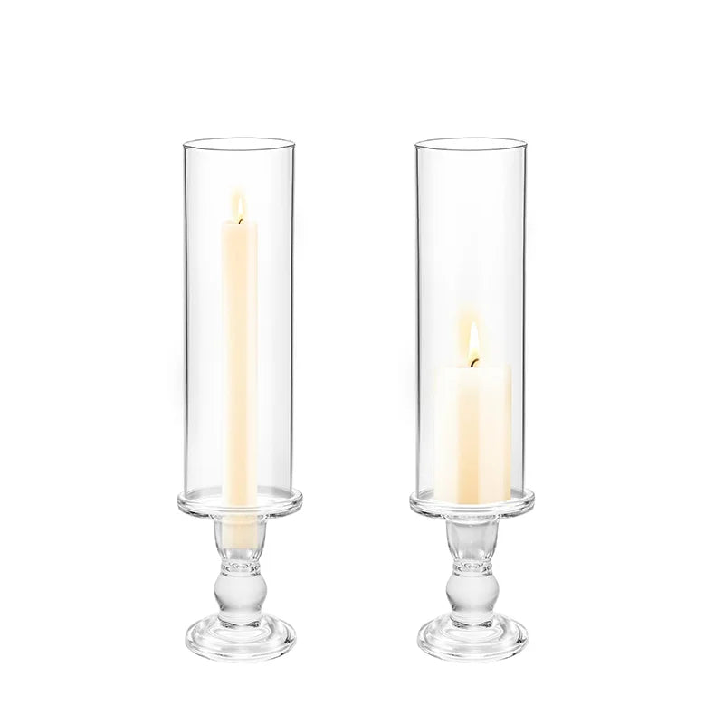 Clear Glass Hurricane Candle Holder Set Of 2 13 Inch Tall