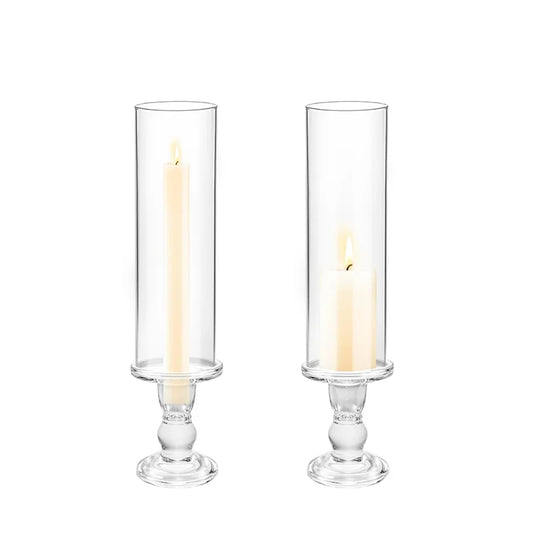 Clear Glass Hurricane Candle Holder Set Of 2 13 Inch Tall
