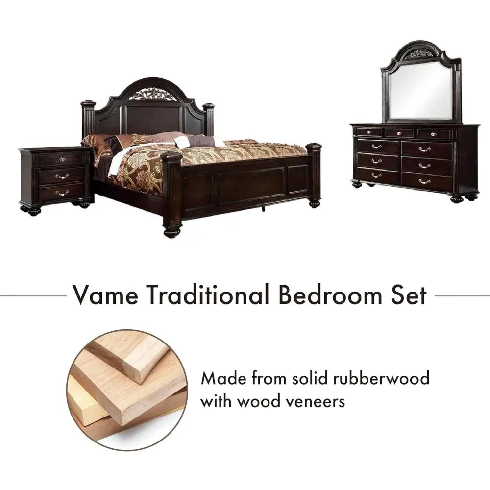 Syracuse 6-Piece Solid Wood Bedroom Set with Mirrored Dresser