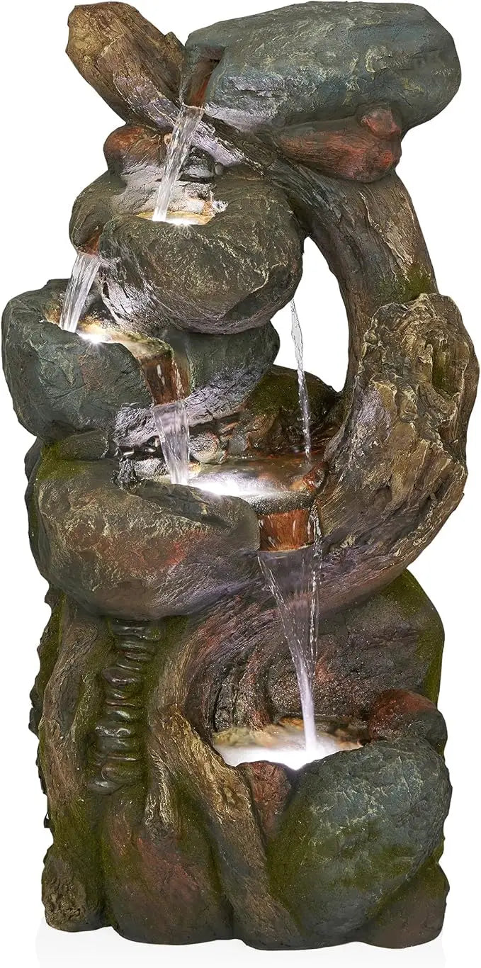 51 Inch Outdoor Fountain with LED Lights for Stunning Garden Decor
