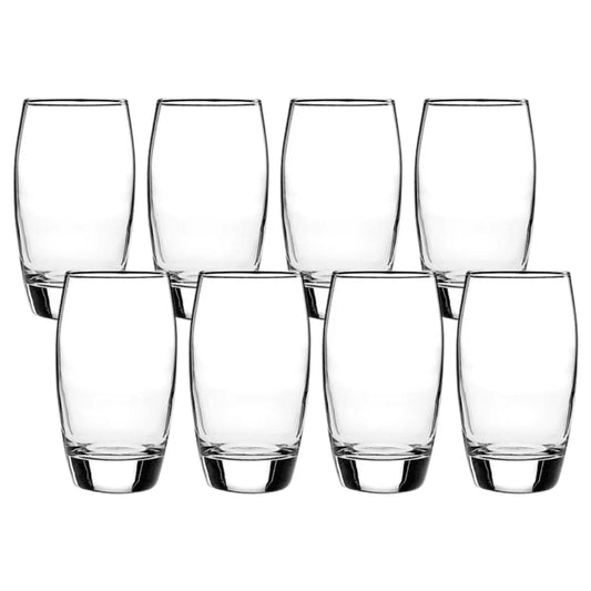 Set Of 8 Tall Clear Glasses 16oz Heavy Base Dishwasher Safe