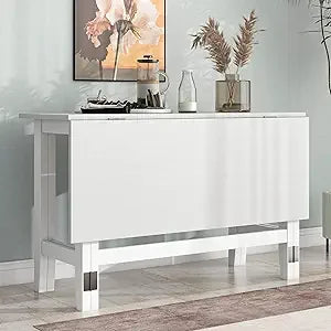 Farmhouse Drop Leaf Folding Dining Table Extendable For 4