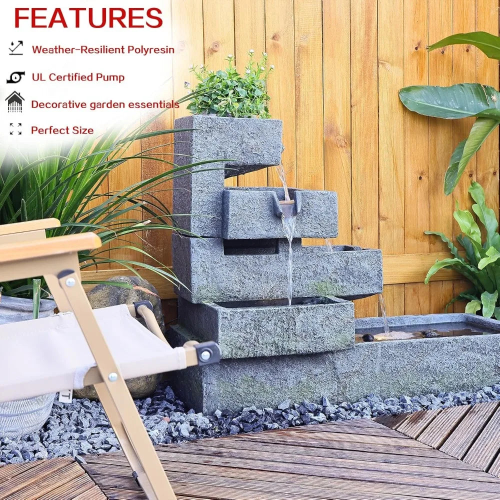 Modern Tiered Water Fountain for Outdoor Garden Elegance