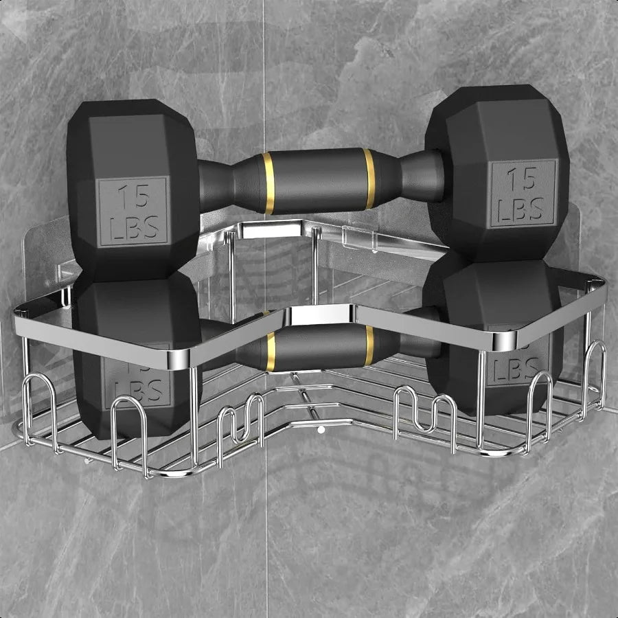 4 Pack Rustproof Corner Shower Caddy with Adhesive Shelves