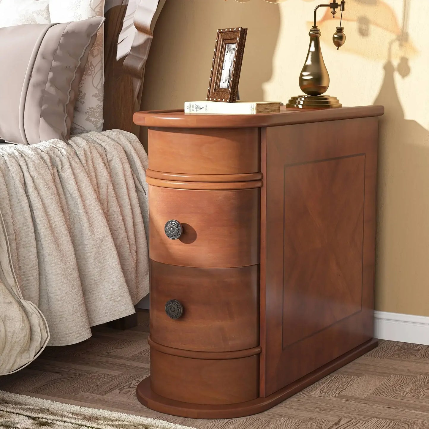 Tribesigns End Table Solid Wood Nightstand With Drawer