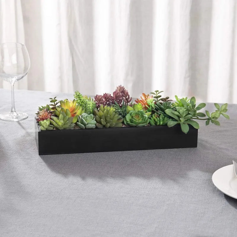 15.75 Inch Artificial Succulent Centerpiece in Black Planter