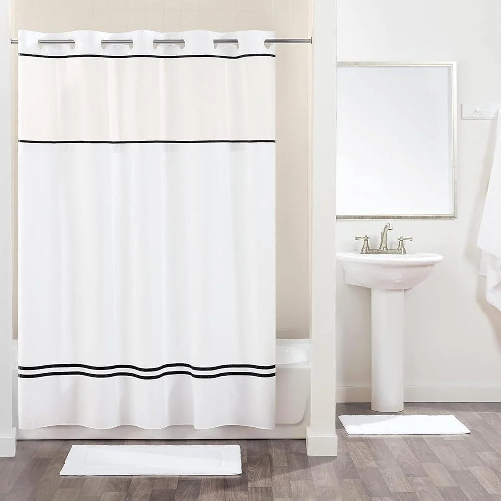 3 In 1 Shower Curtain Window Snap In Liner Flex On Rings
