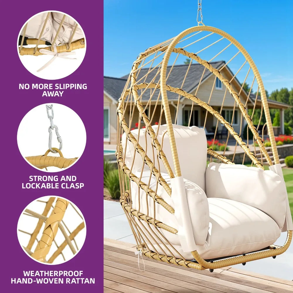 Hanging Rattan Wicker Egg Chair Swing For Indoor Outdoor