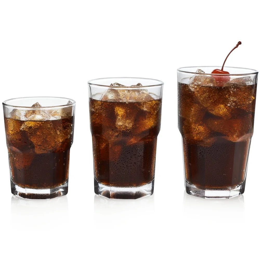 Classic Stackable Glass Cup Set 18 Piece Drinking Glasses