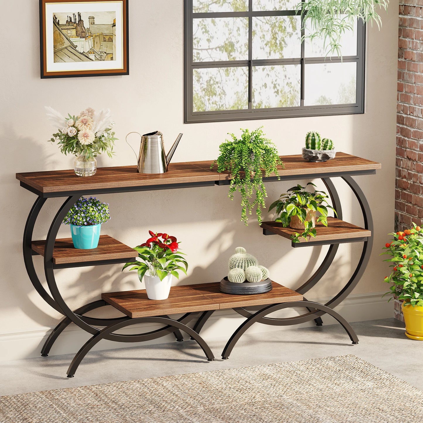 Tribesigns C Shaped End Table 3 Tier with Storage Shelves