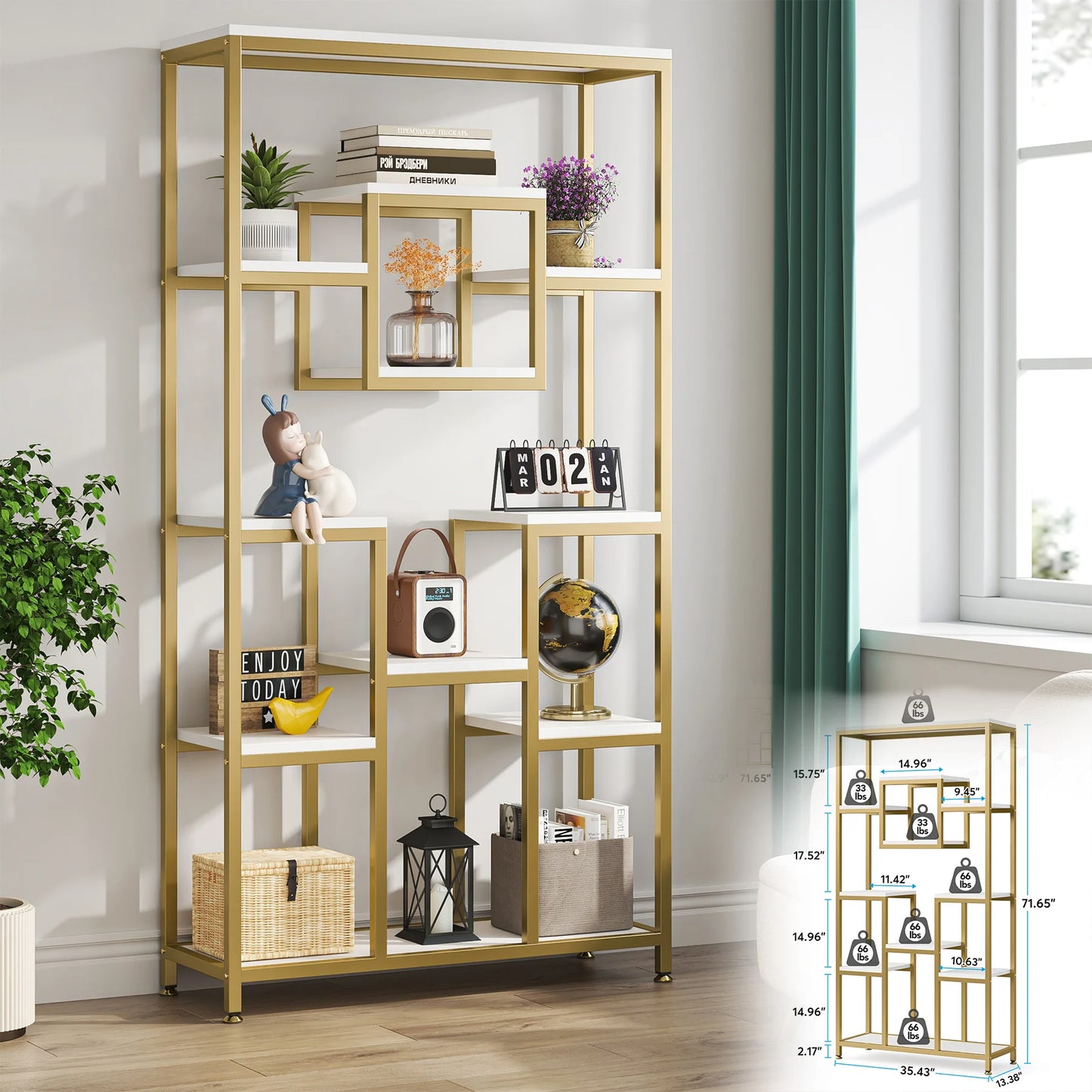 Tribesigns 5 Tier Etagere Bookshelf Modern Display Rack