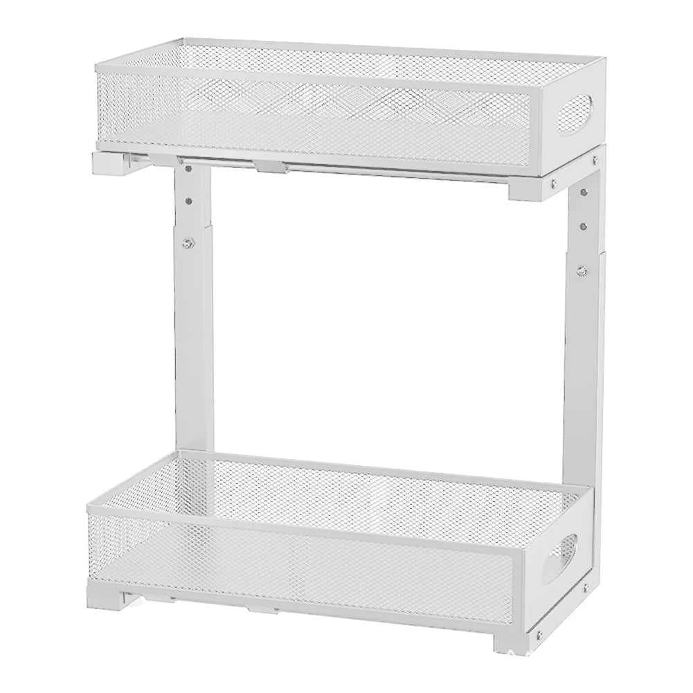 2 Tier Adjustable Under Sink Organizer with Sliding Drawer