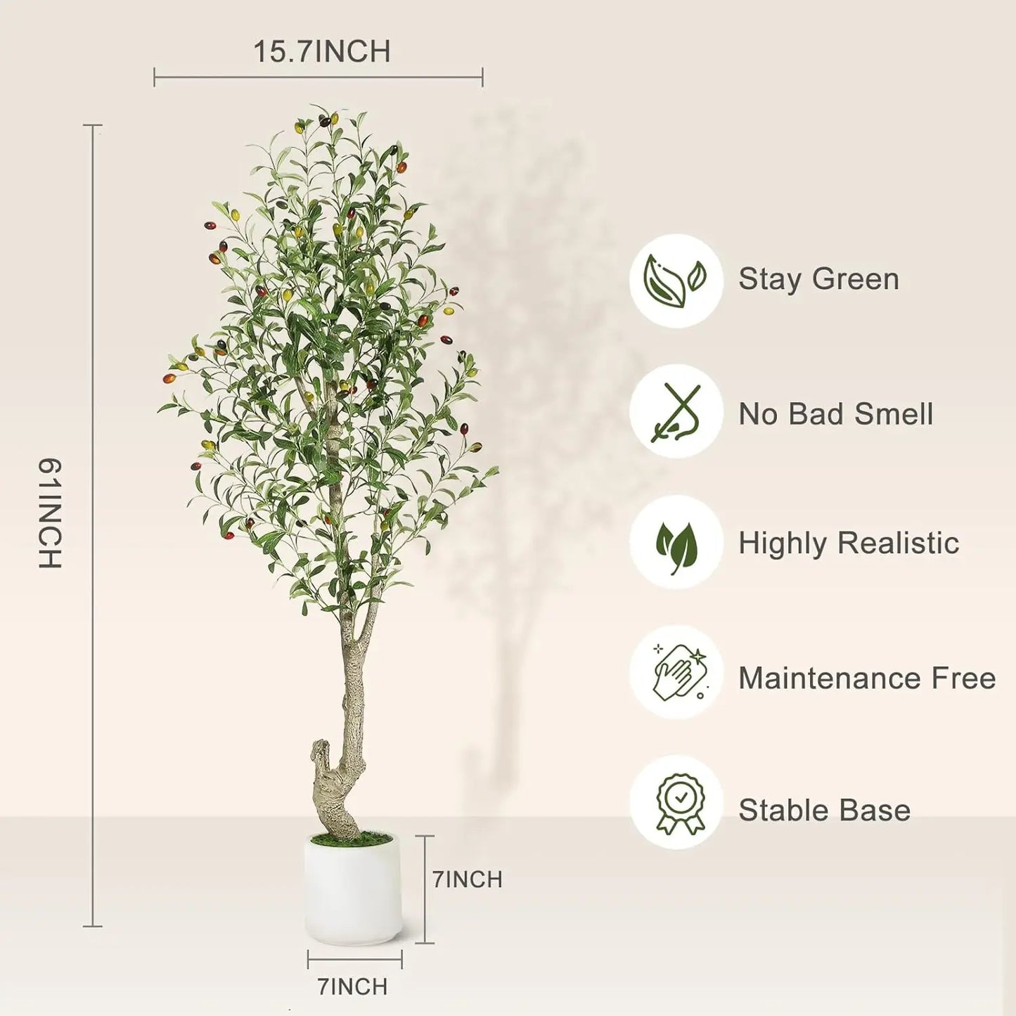 Artificial Olive Tree In White Planter Five To Seven Feet