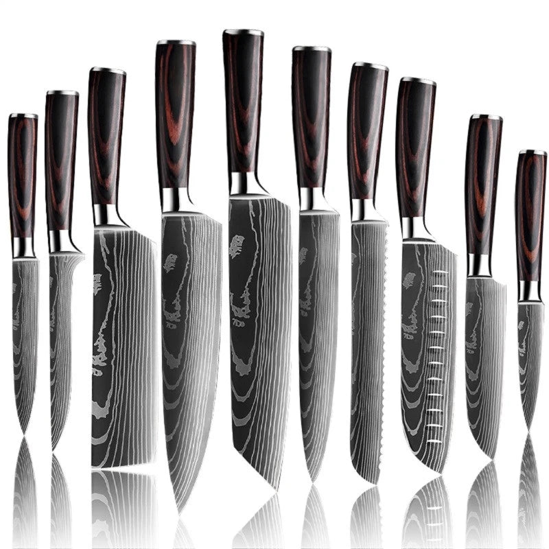 Ruiguan Damascus Chef Knife Set Santoku Kitchen Knives
