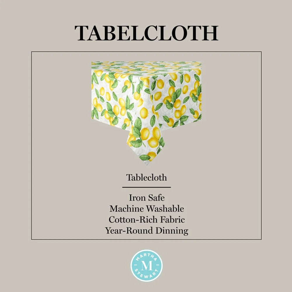 Lemon Pattern Cotton Tablecloth 60x102 Dining Decor