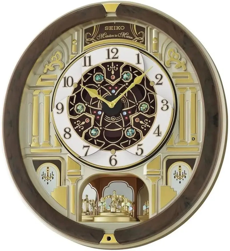 Melodies In Motion Wall Clock Golden Chandelier Decor