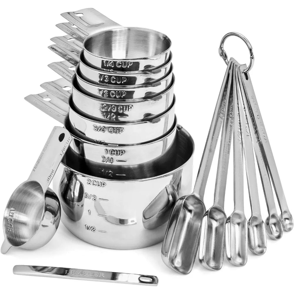 Hign Concerned Stainless Steel Measuring Cups Spoons 15Piece