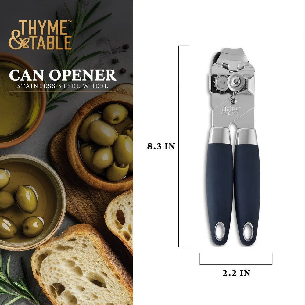 Stainless Can Opener With Easy Turn Knob And Bottle Opener
