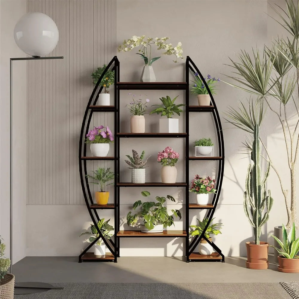 70 Inch Tall 5 Tier Indoor Industrial Half Moon Plant Stand