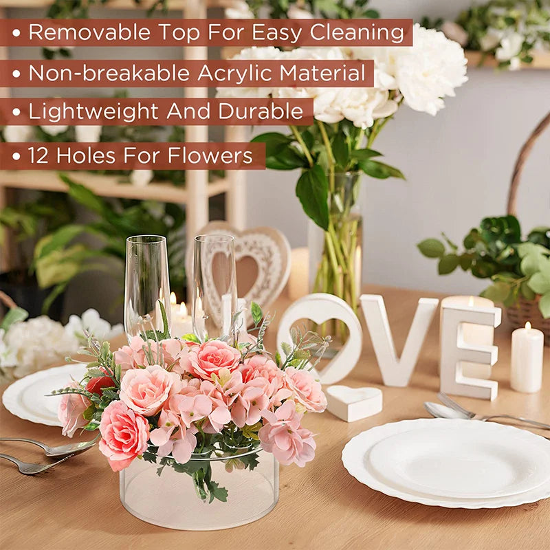 12 Hole Acrylic Vase for Elegant Wedding and Party Decor