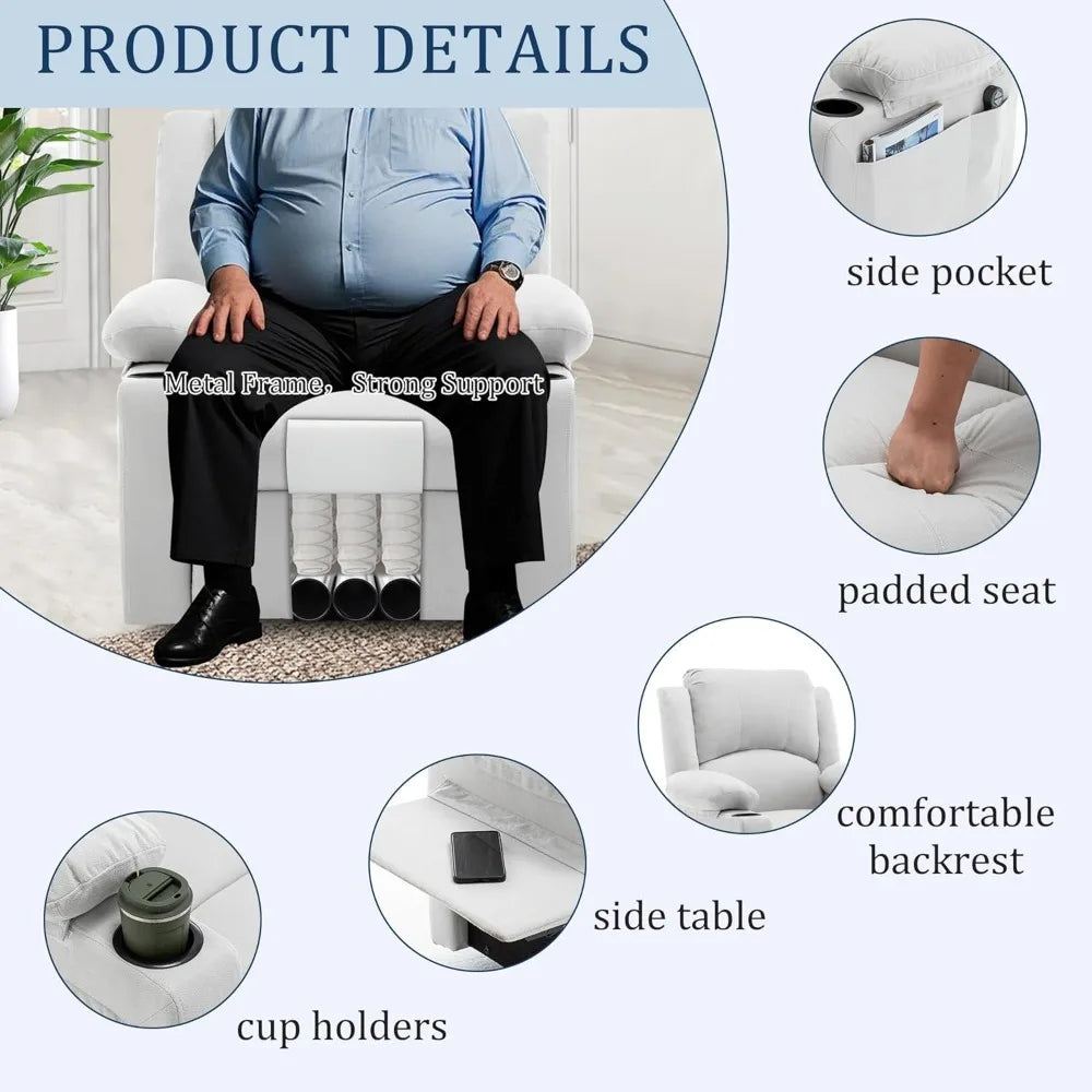 Power Massage Recliner Chair For Adults Upholstered Sofa