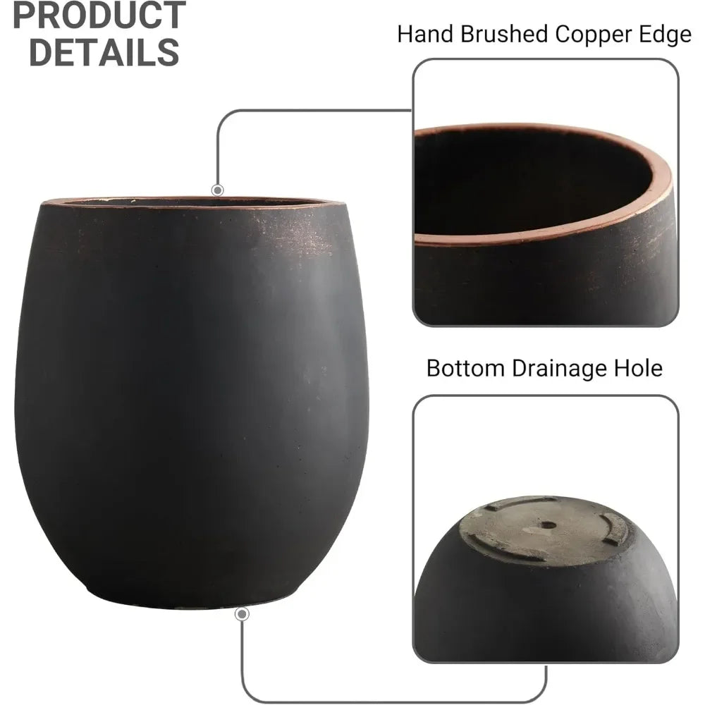 Large Outdoor Round Concrete Planters Set Of 3 For Patio