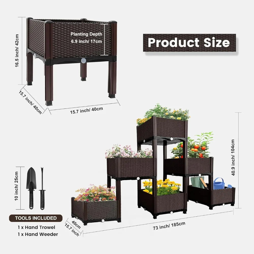 MAYOLIAH Raised Garden Bed With Drainage Elevated Planter