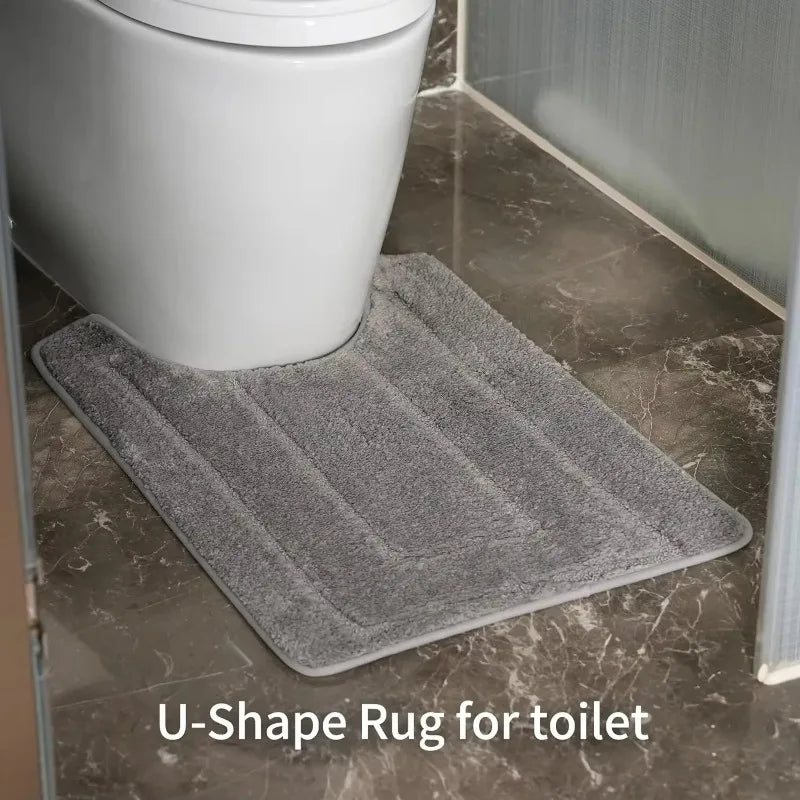 Ultra Absorbent Microfiber Bathroom Rug Set 3 Piece
