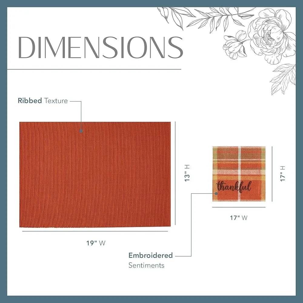 Autumn Cotton Napkin And Placemat Set 8 Pieces Harvest Decor