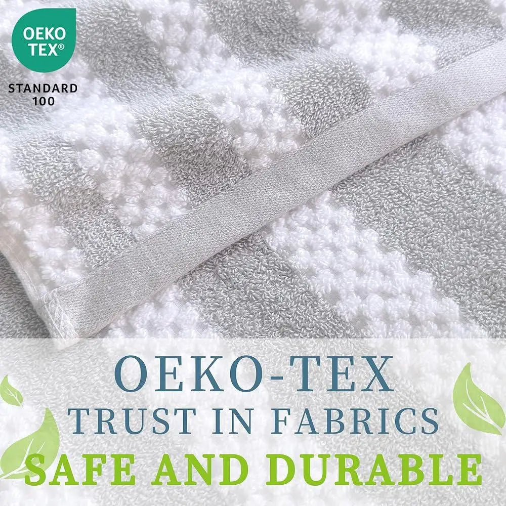 6 Piece Cotton Towel Set Quick Dry Absorbent Waffle Design