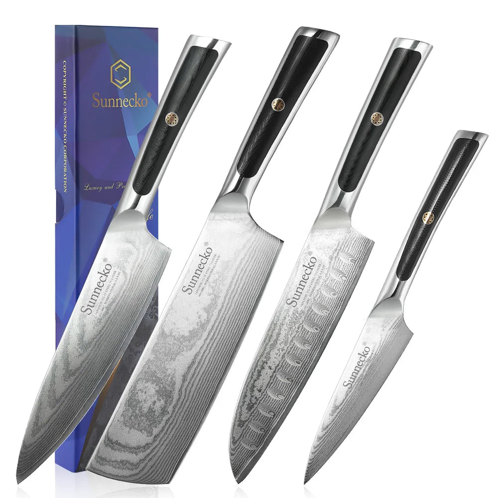 Sunnecko Damascus Chef Knife Set VG10 73 Layer Blades