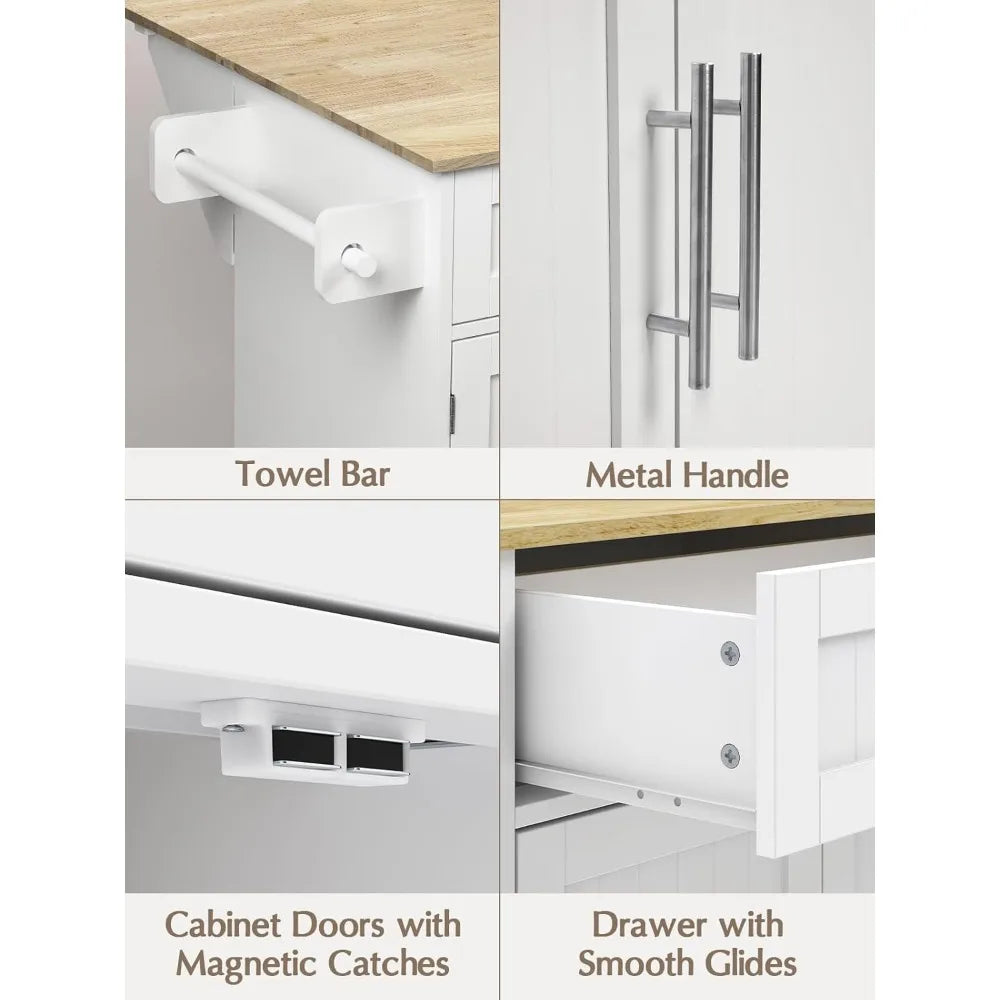 Rolling Kitchen Island Cart with Drop Leaf and Ample Storage
