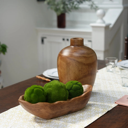 12 Inch Medium Tone Brown Wood Finish Indoor Tabletop Vase