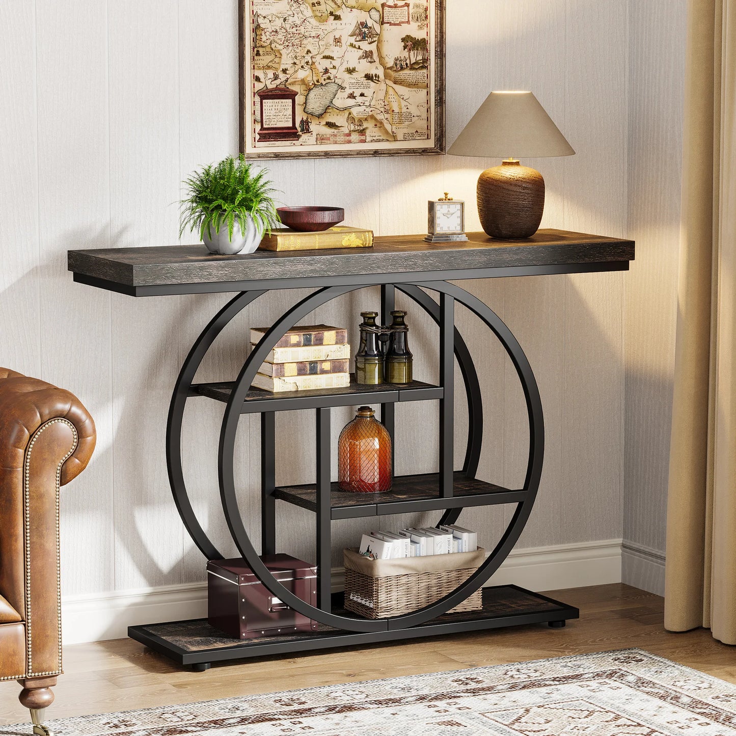 Tribesigns 4-Tier Industrial Console Table For Entryway Living Room Foyer Hallway