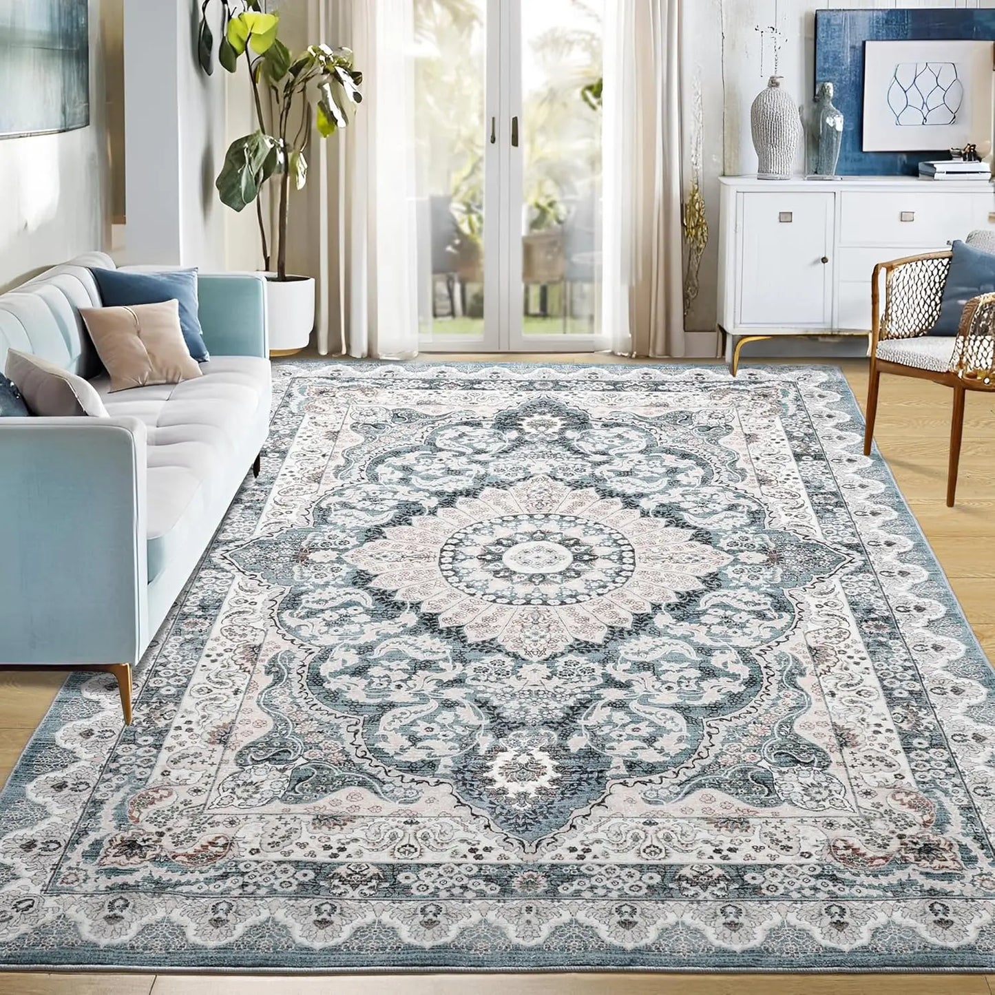Machine Washable Vintage Area Rugs Non Slip Living Room