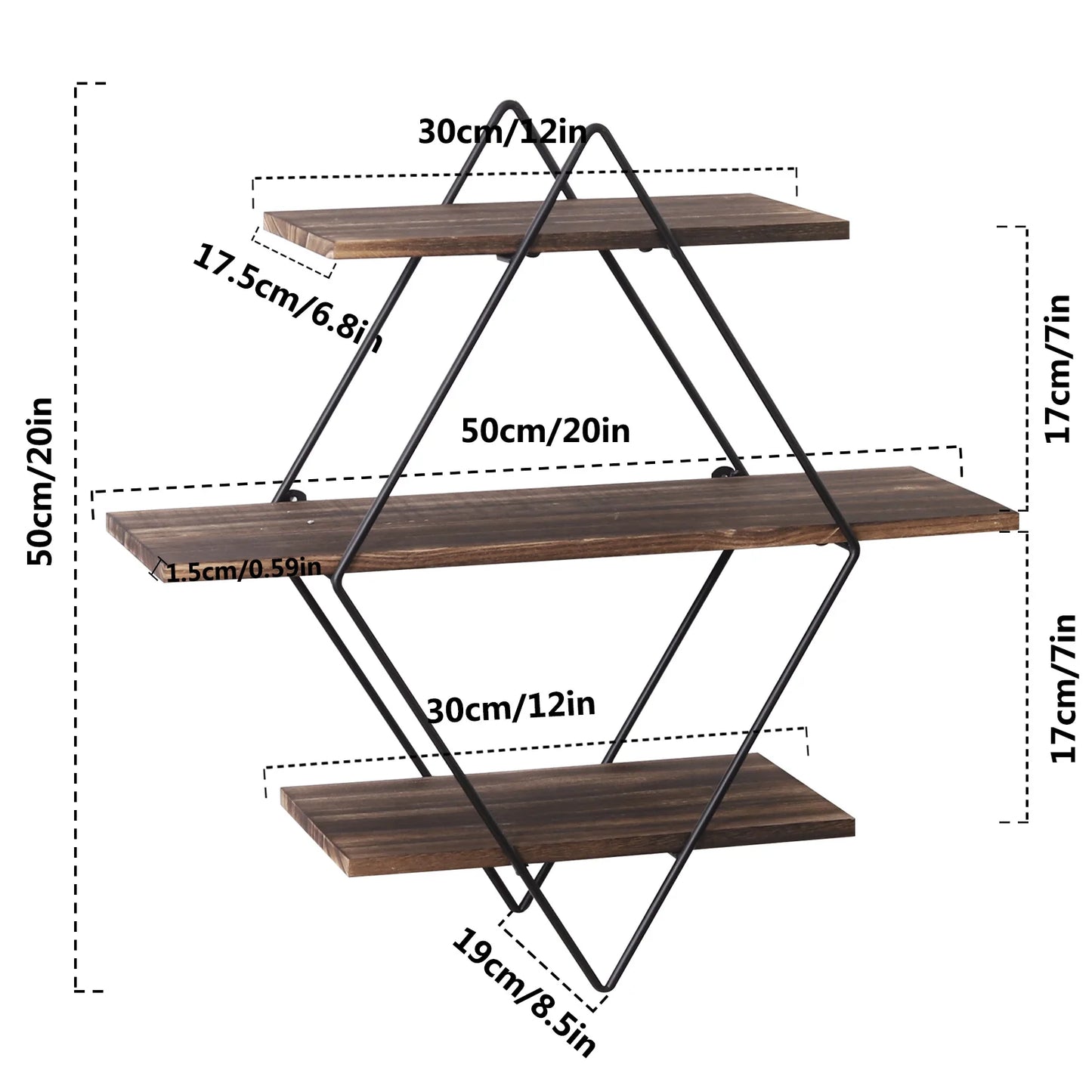 Wooden Wall Mounted Floating Shelves Three Tier Kitchen