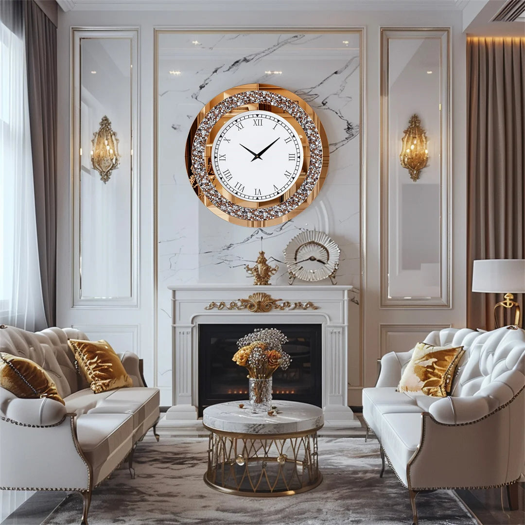LUVODI 32 Inch Crystal Modern 3D Wall Clock Roman Numerals