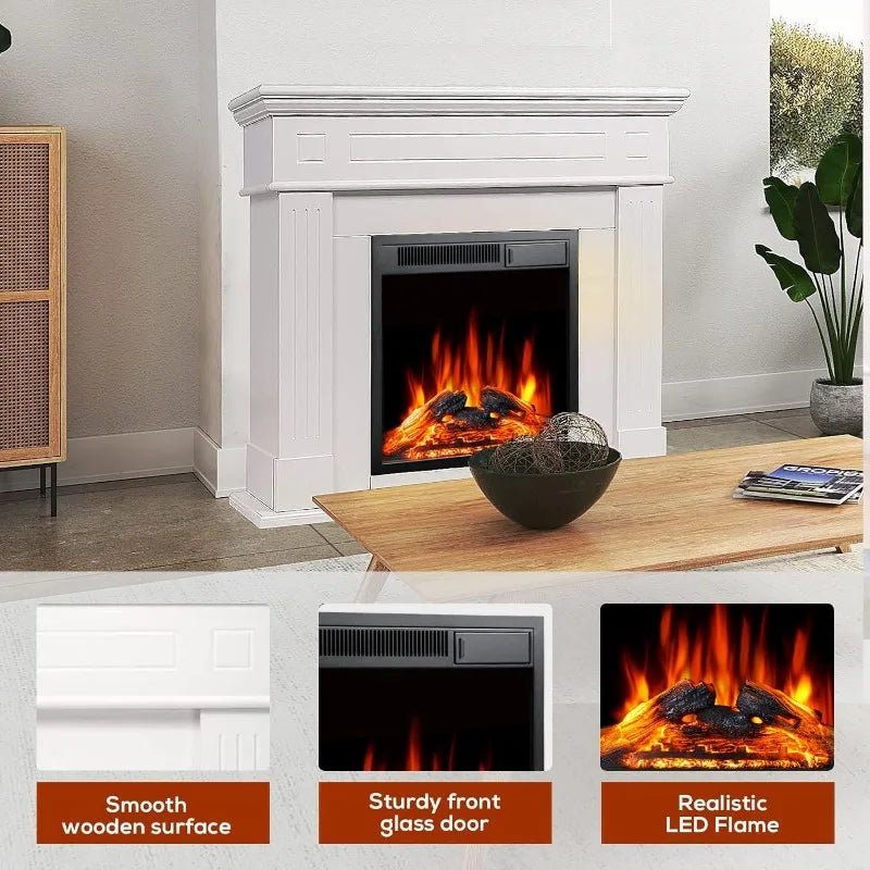 R.W.FLAME 43 Inch Electric Fireplace Mantel With TV Stand