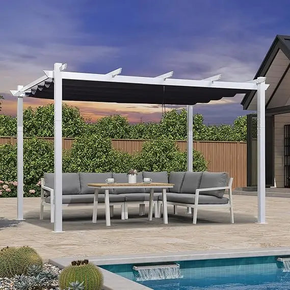 Retractable Pergola Aluminum With Sun Shade Canopy