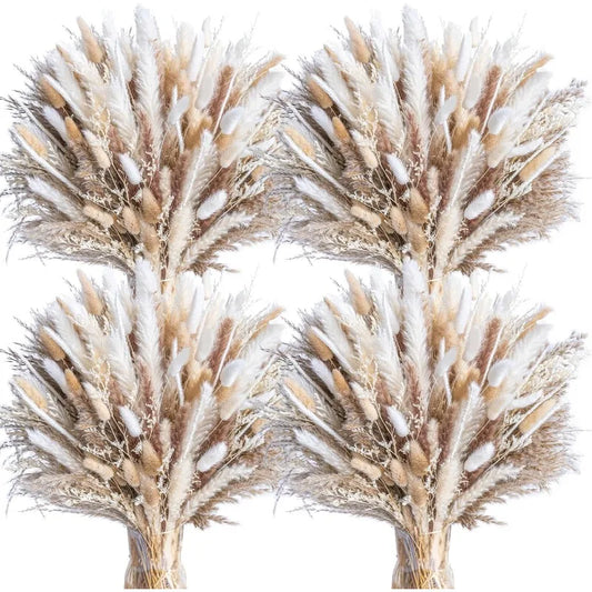 Natural Dried Pampas Grass Bouquet 440 Pcs Boho Home Decor