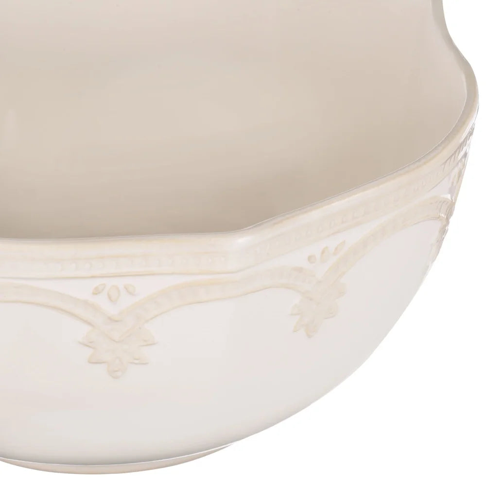 Rustic Stoneware 10 Inch Scalloped Edge Serving Bowl