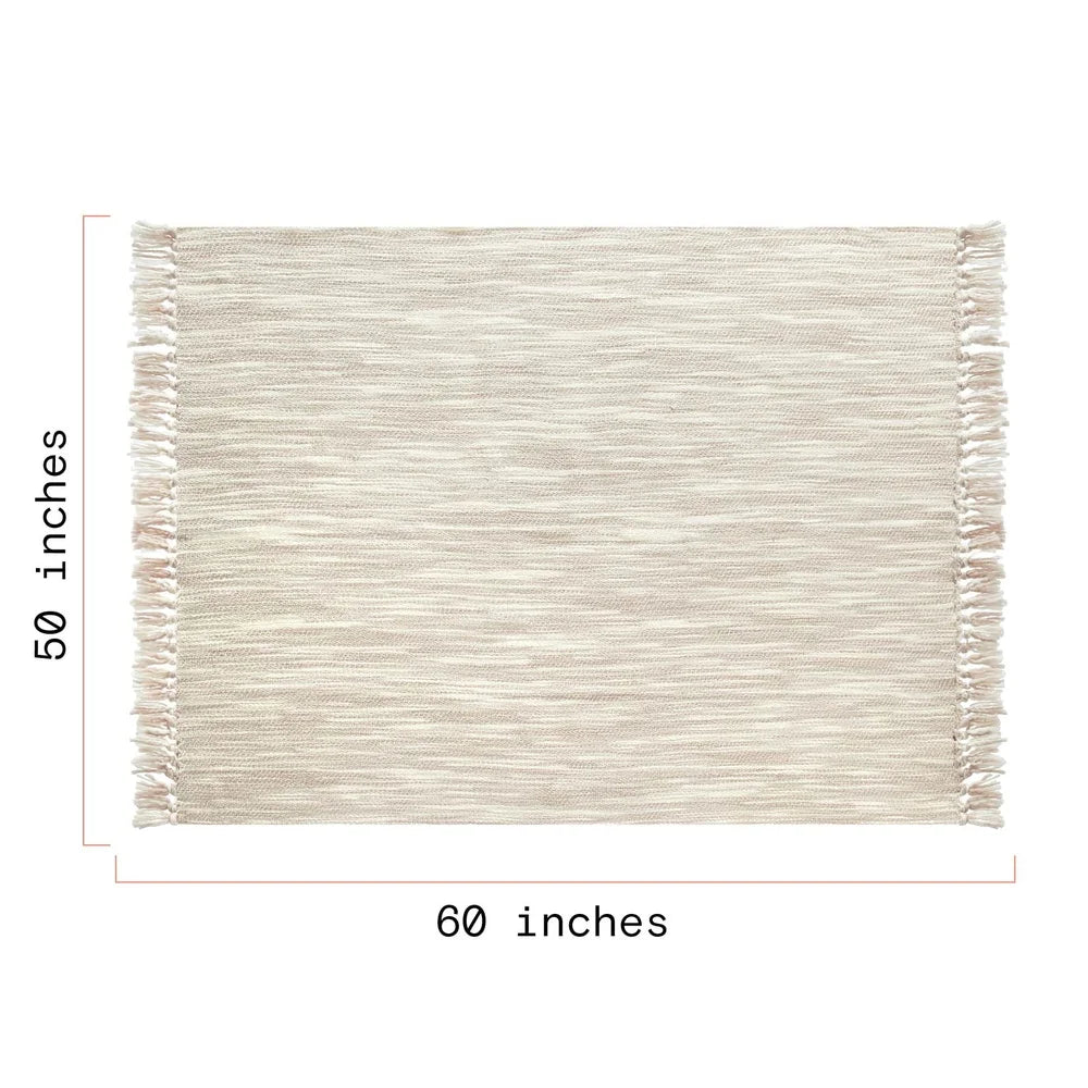 Neutral Woven Throw Blanket 50x60 Soft Durable Fringe
