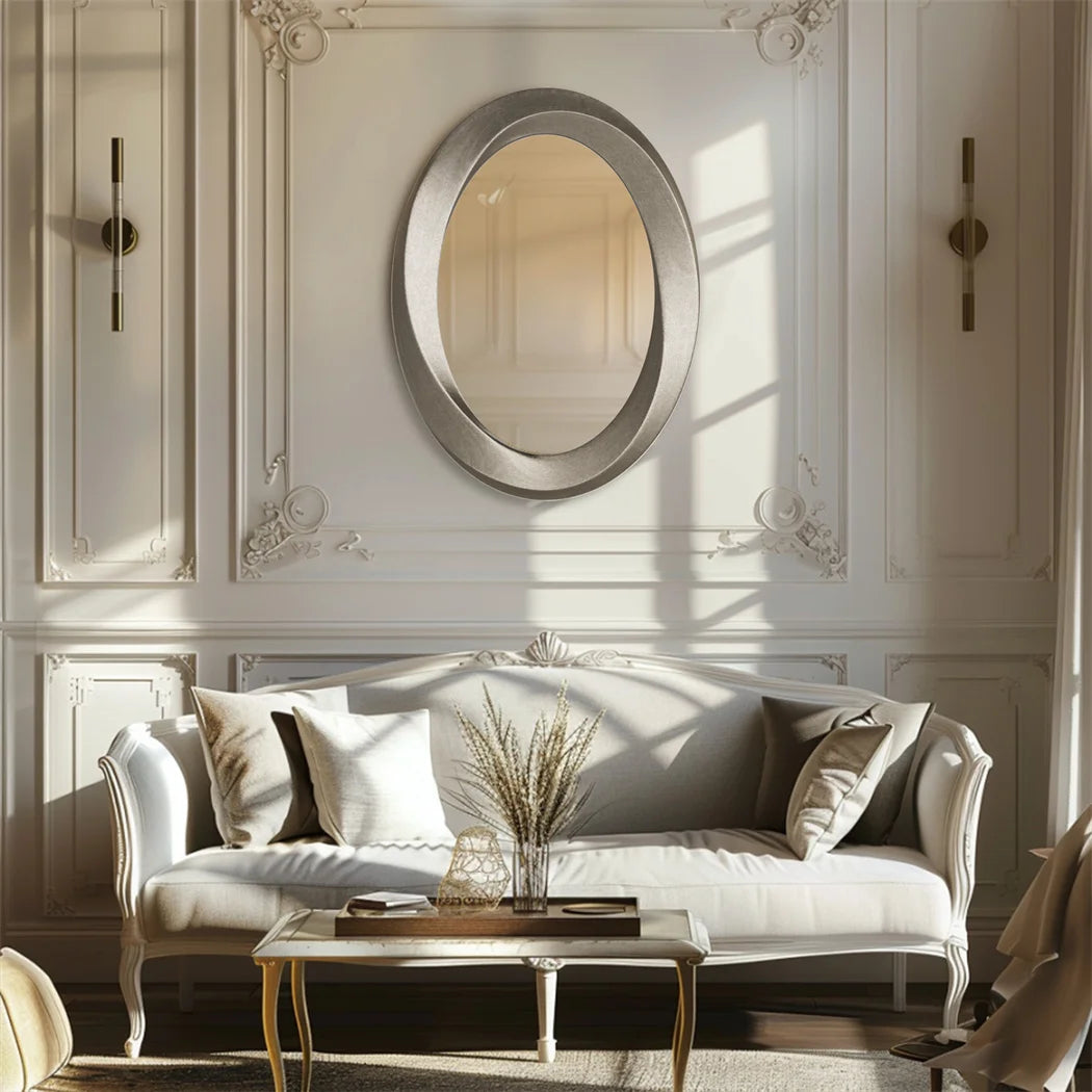 Antique Baroque Gold Oval Wall Mirror for Elegant Home Decor