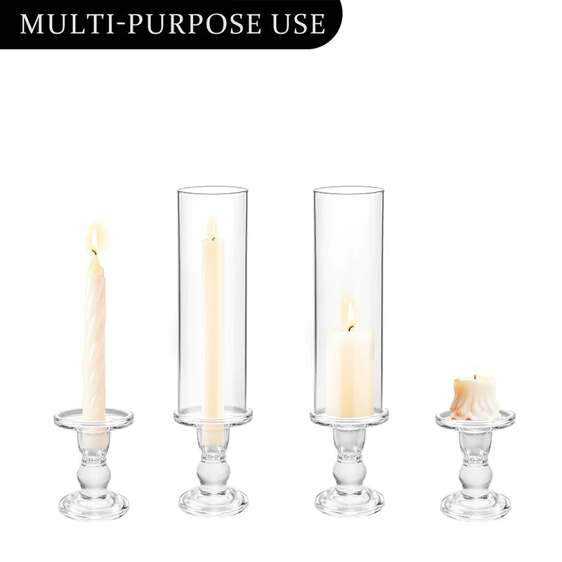 Clear Glass Hurricane Candle Holder Set Of 2 13 Inch Tall