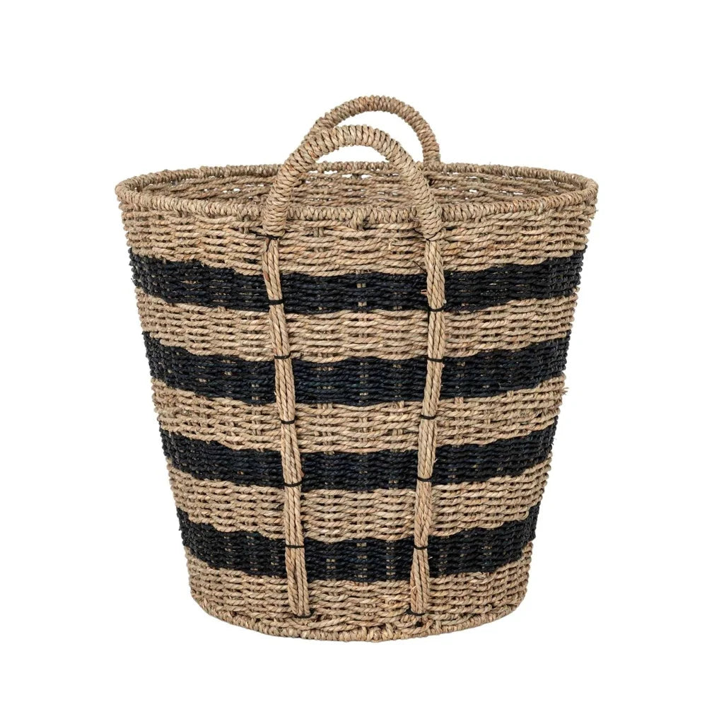 Extra Large Handwoven Seagrass Basket With Steel Frame